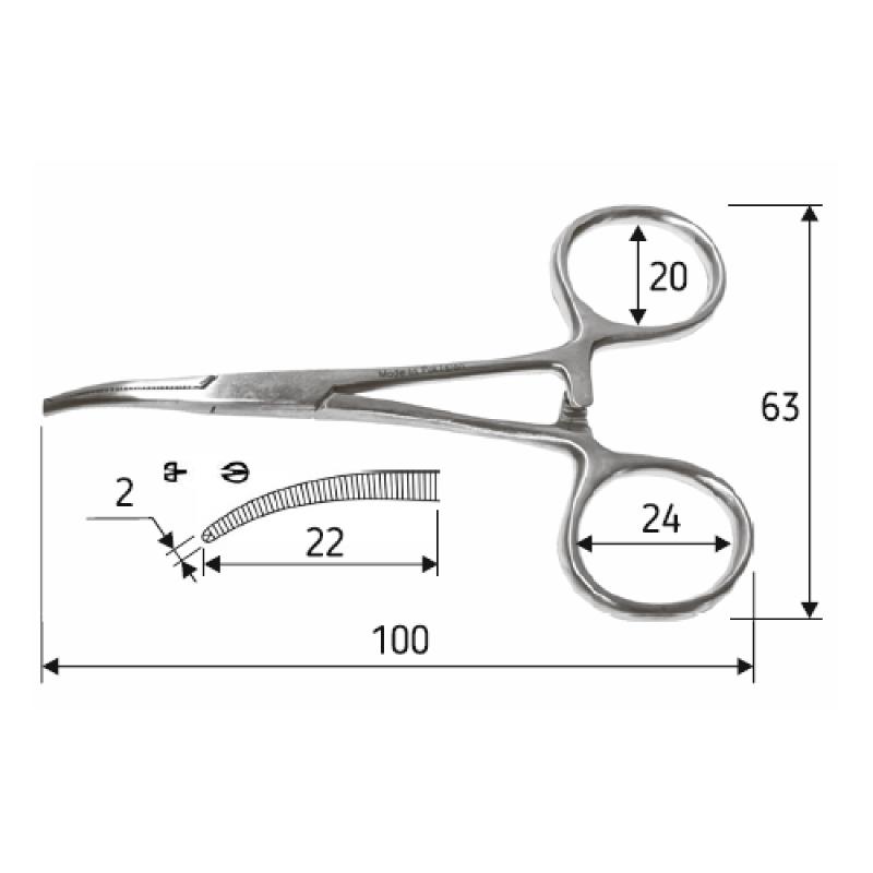 Затискач Halsted-Mosquito, вигнутий, 10 см, J-17-020, Surgicon